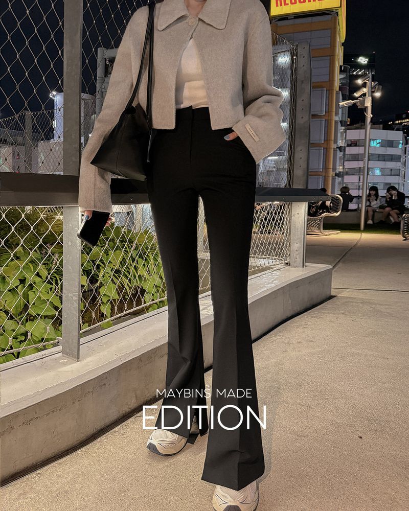 【MADE】Slit Hem High-Waisted Slacks