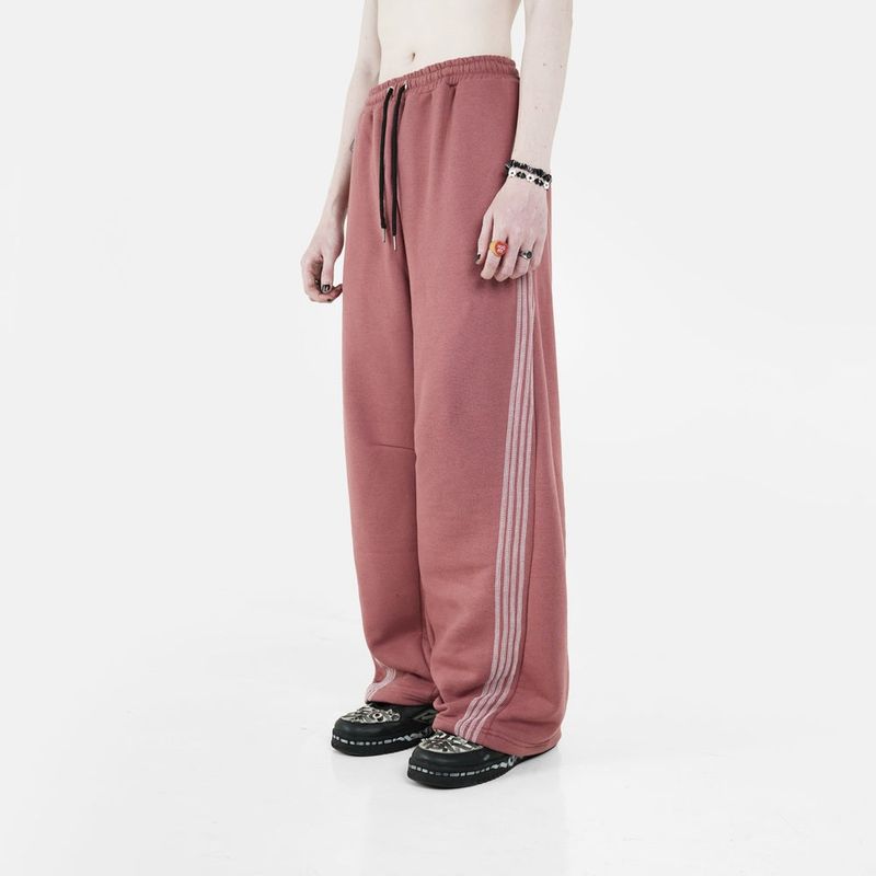 HIERARCHY STUDIOS TMTNW - Dusty Pink Four Stripes Baggy Pants
