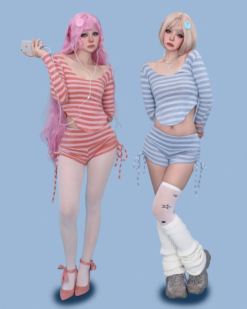 lilly striped crop knit top (3color)