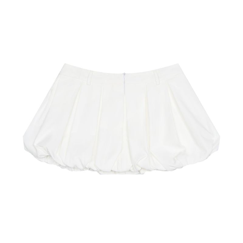 DVRK PRIVÉ PLEATED BUBBLE HEM MINI SKIRT - WHITE
