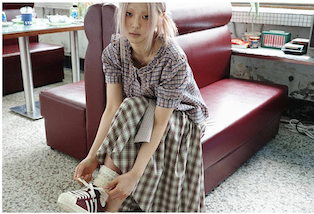 Check Tie Skirt (beige)