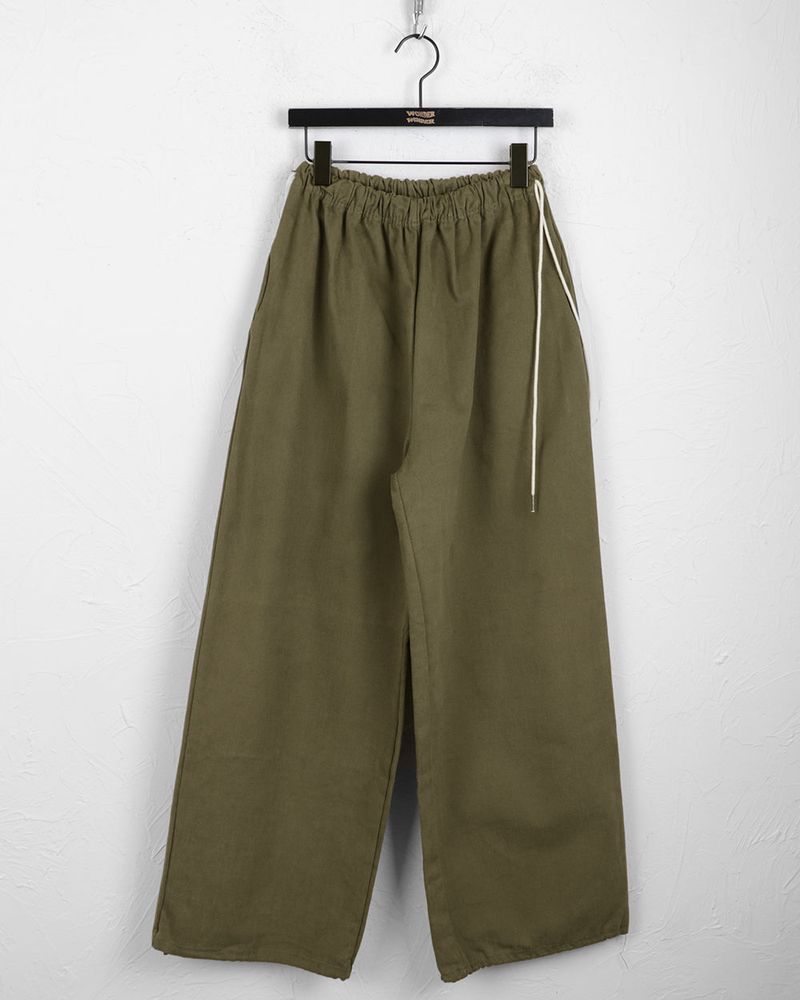 Sunt side ribbon string cotton banding long wide pants