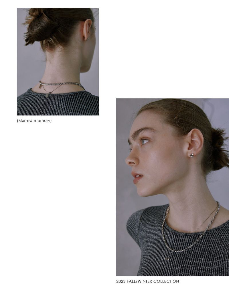 Mini Pleated Ribbon Necklace (Antique Silver)