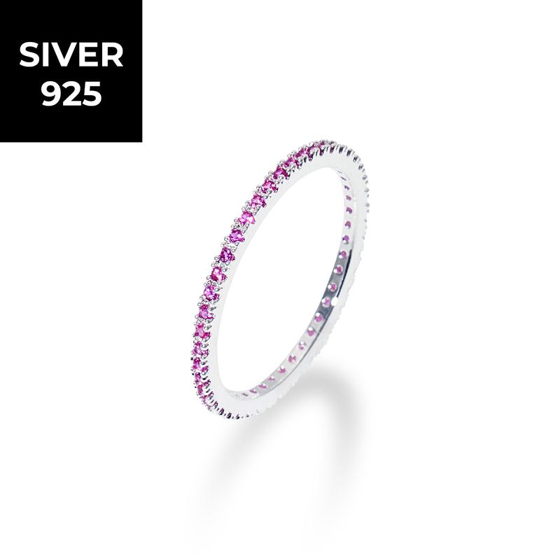 [S925] 1MM Ruby Tennis Rilng (silver)