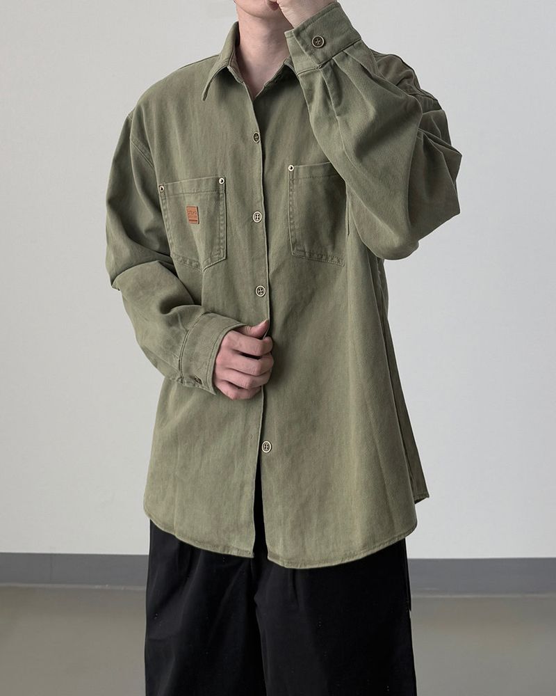 Drain Patch Work Shirt Jacket