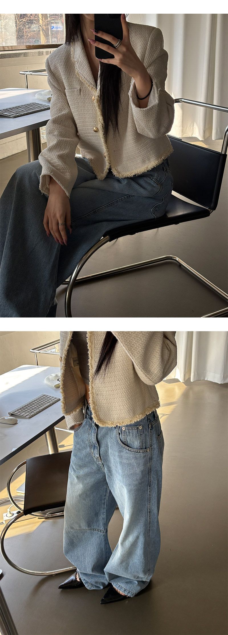 [S/S] Tail cutting tweed jacket(2color)