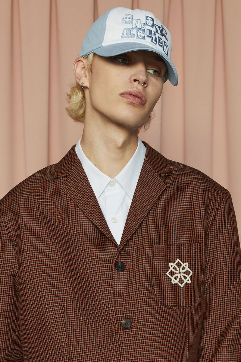 SYMBOL CHECK JACKET / NAVY&ORANGE