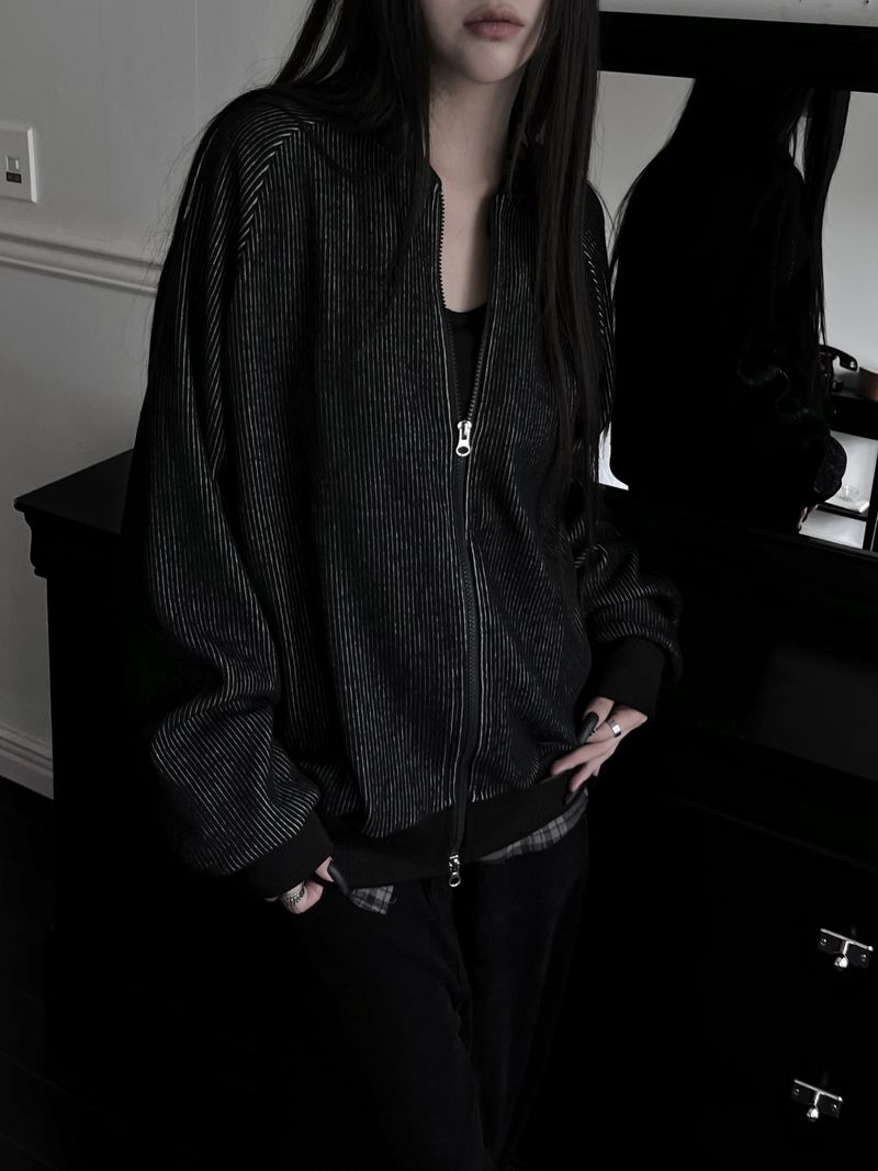 pair wool stripe zip-up (unisex)