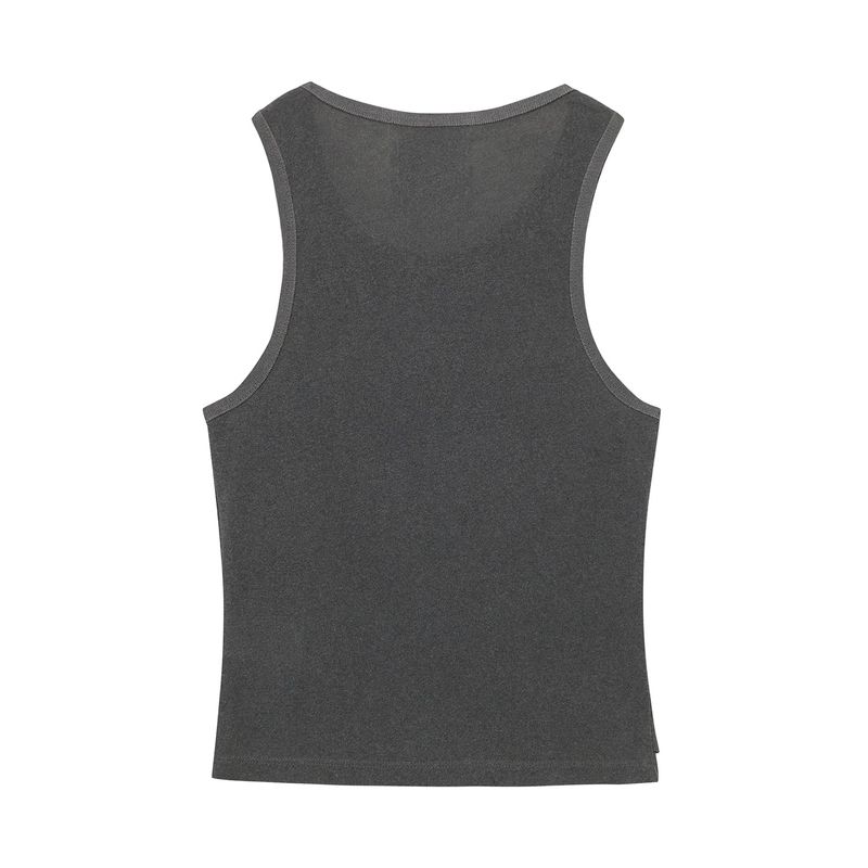 [ULKIN] Cut-Out MUGUNG Cubic Tank Top_Charcoal
