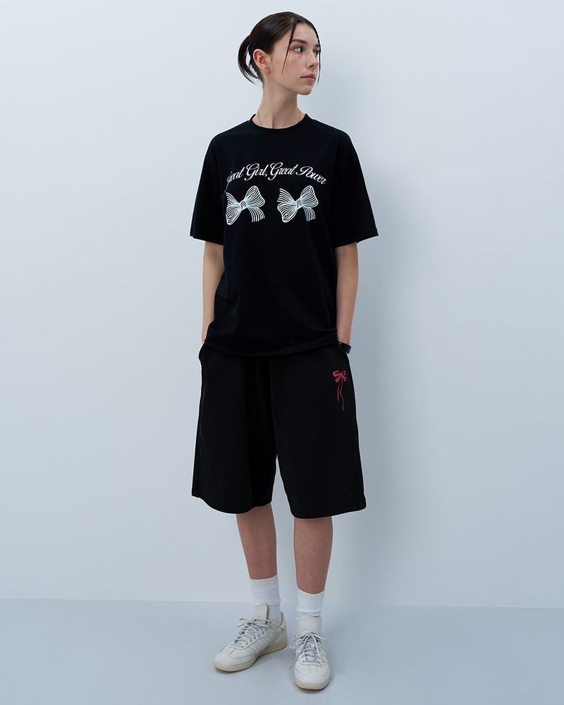TWIN RIBBON TSHIRT-BLACK