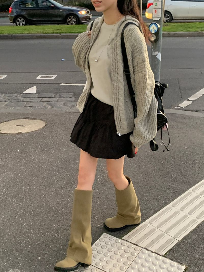 [MADE] Sorbet Twisted Knitted Hooded Cardigan