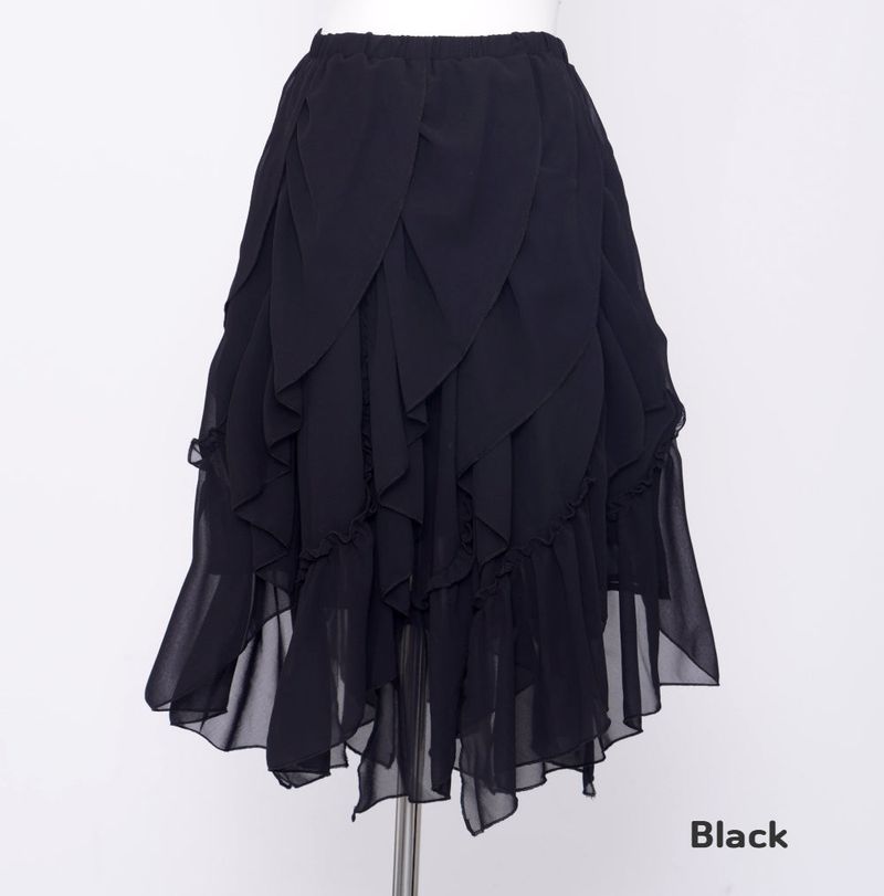 Slide diagonal frill midi skirt