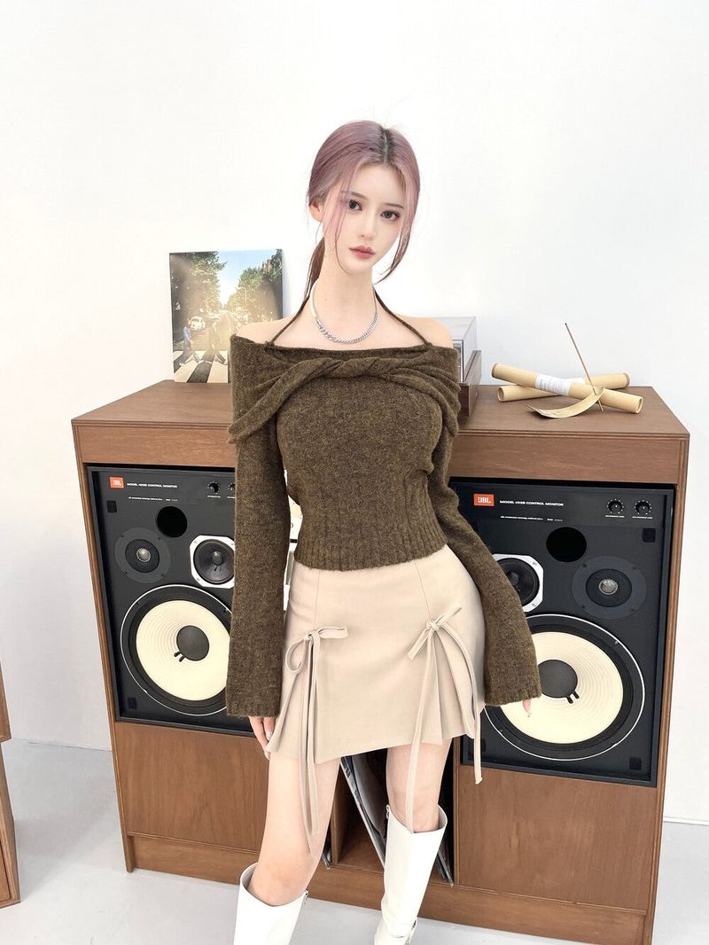 Seow（ソウ）の「 Candy twist off knit (2color)（Tops）」