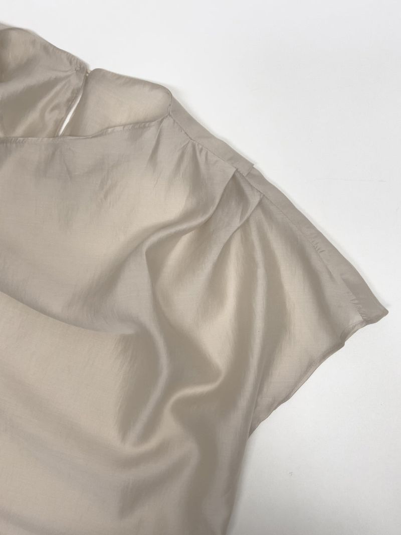 [Strap SET] Draped Shirred See-through Short Sleeve Blouse
