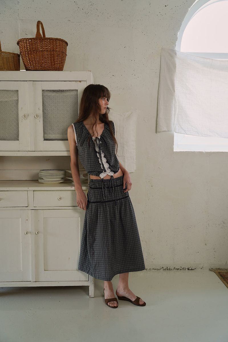 Plain band skirt_check
