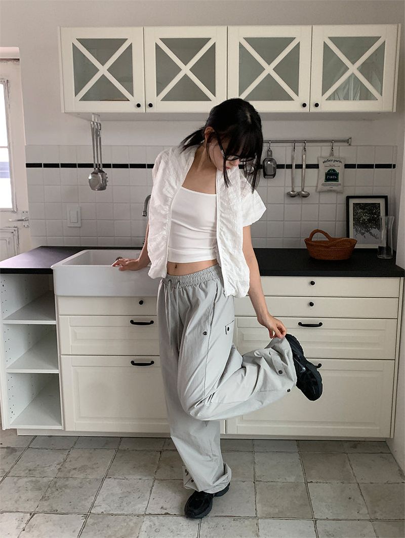 NYLON BIJO SNAP BUTTON PANTS (4C)