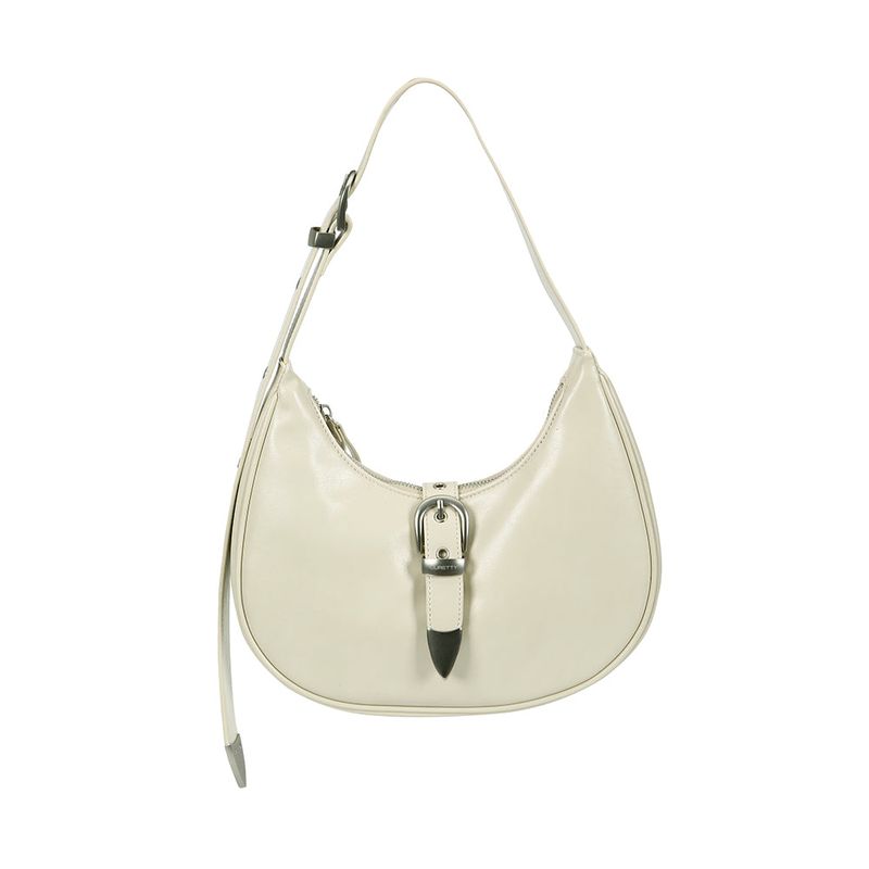 C DOUBLE BELT MINI HOBO BAG_CREAM