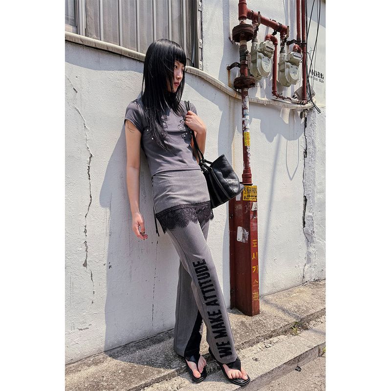 SLOGAN SKIRTED TROUSERS