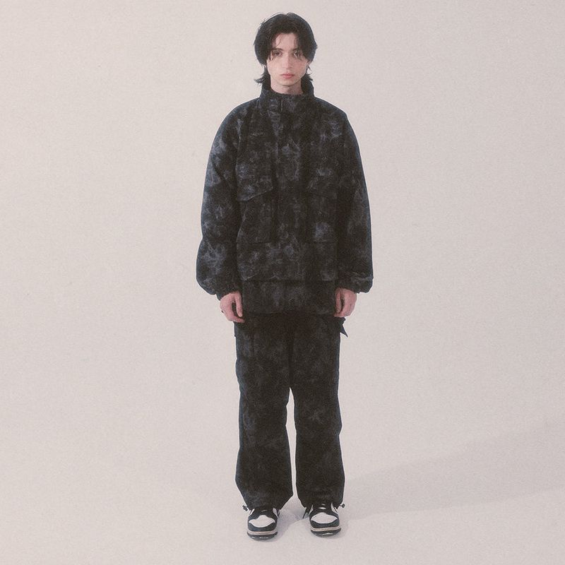 tie-dye wide cargo pants_black