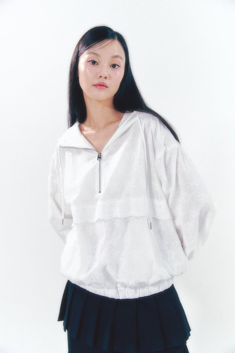 Lace Anorak Jumper White