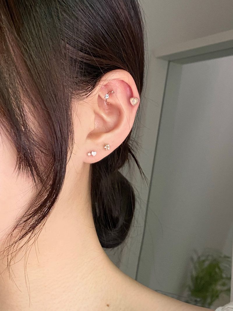 [4 set] pitch ring piercing set 