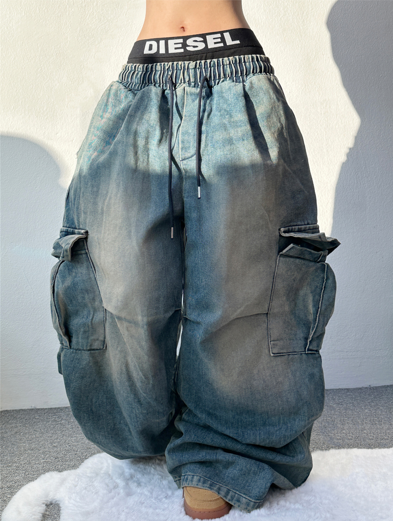 GRADATION PARACHUTE CARGO DENIM💙💚💛🩶🖤 - 4 COLORS