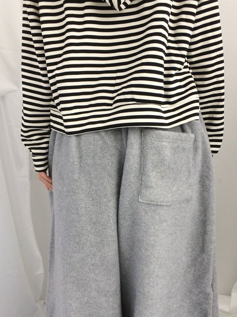 Stripe Semi-Crop Hooded Zip-Up