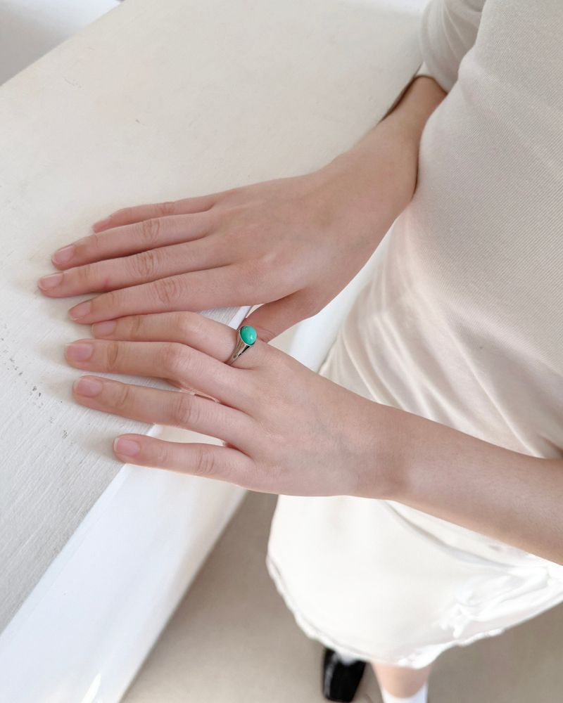 Mint Oval Signet Ring