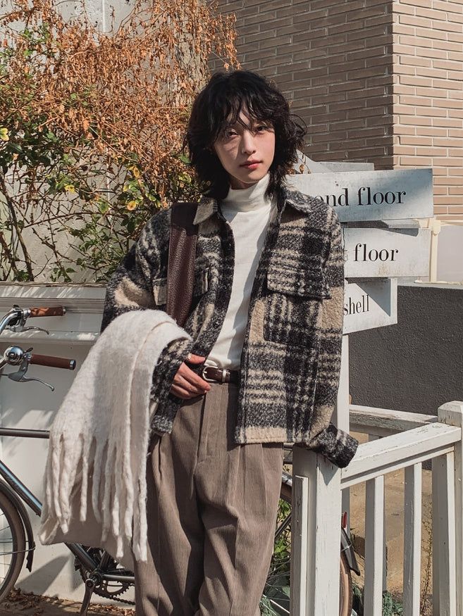 Bronte wool checked crop jacket