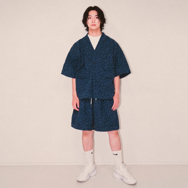 flower robe cardigan_blue