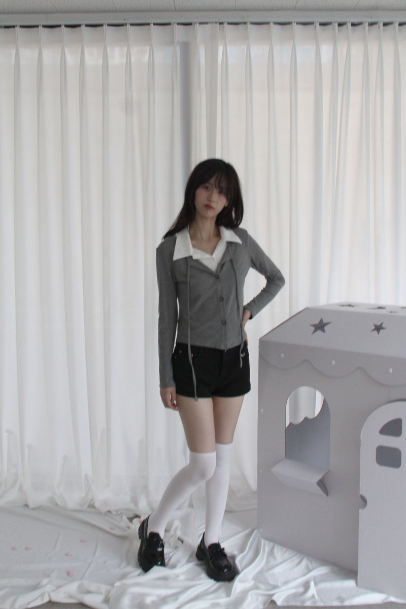 Black Spand Denim Shorts