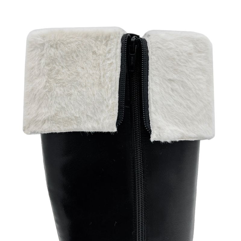Square toe mink fur long boots (2 Color)