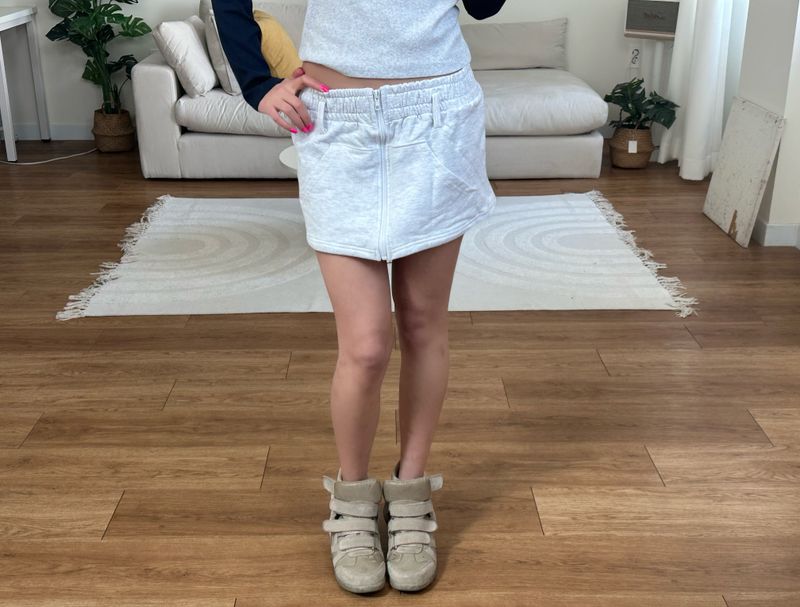 zip sweat mini skirt