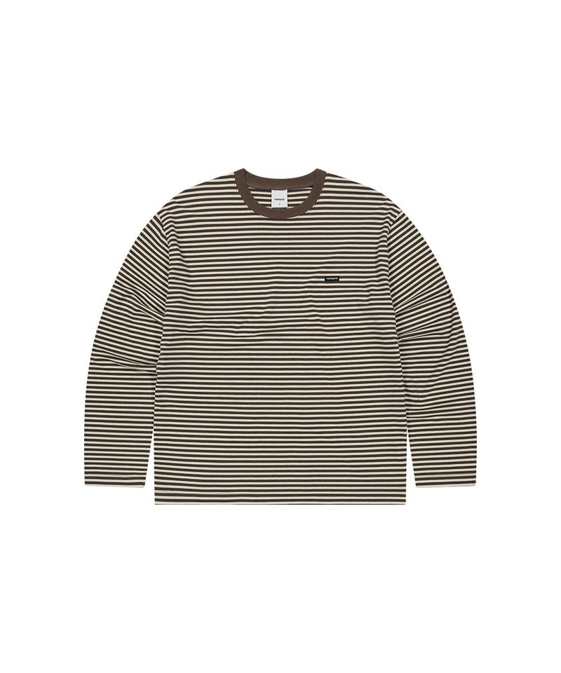 STRIPE BASIC LOGO LONG SLEEVE_BROWN