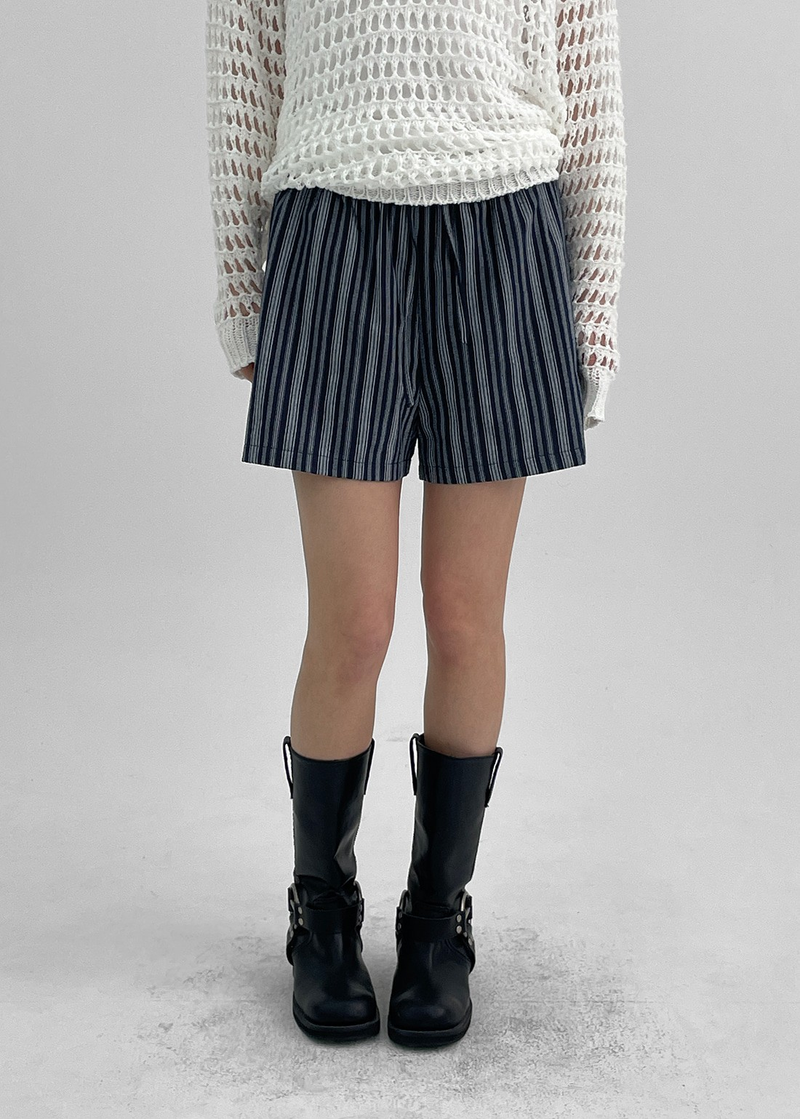 [MADE] Polyp Linen Stripe Banding Shorts