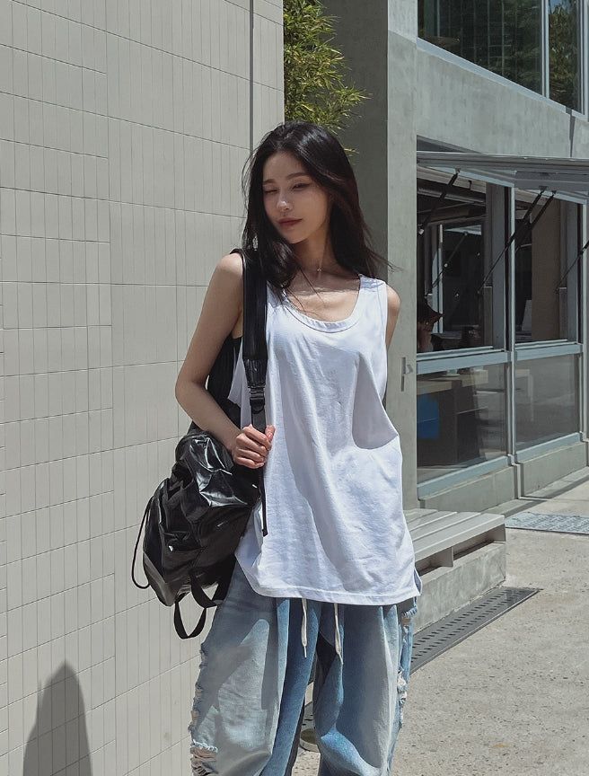 Summer Silk Oversized Fit Layered Sleeveless