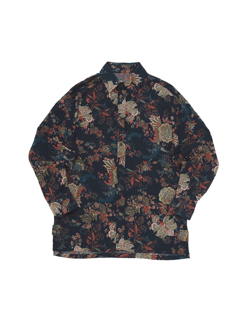 A NOTHING（アナッシング）の「VINTAGE FLOWER DROP-SHOULDER SHIRT (Navy)（Tops）」