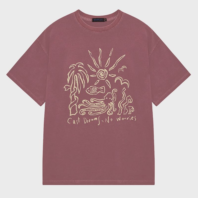Sserpe(セルぺ)の「Cast Dreams No Worries Pigment Half Sleeve T Coral Pink(Tops)」