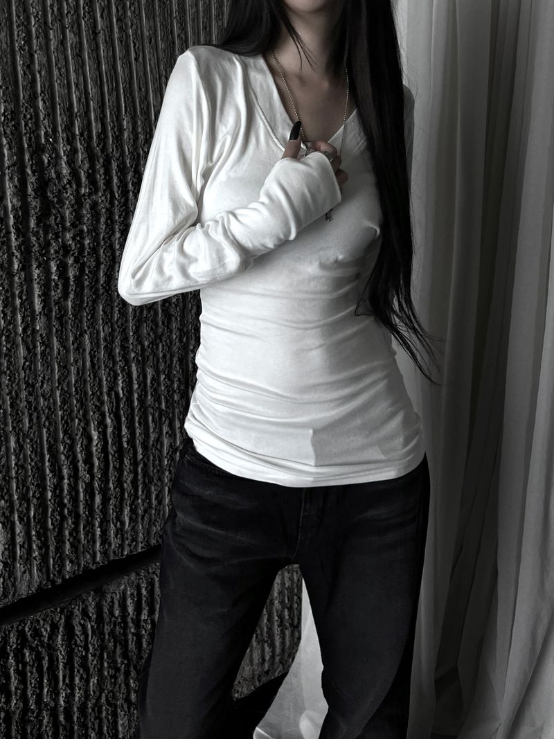 glam slim V-neck warmer T (3color)