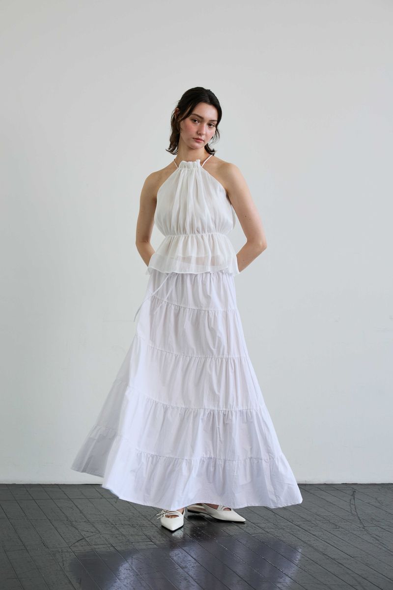 PEARL HALTERNECK TOP / WHITE