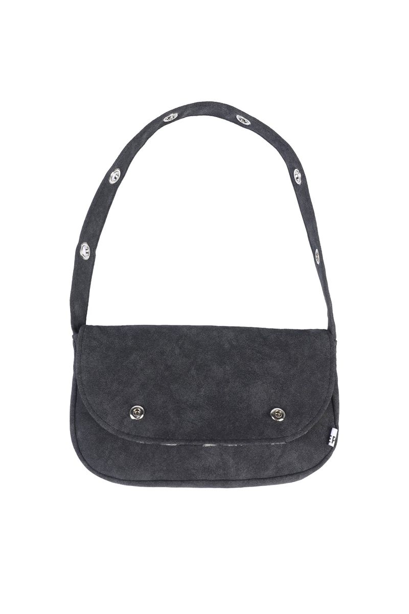 EYELET FUR MINI BAG - BLACK