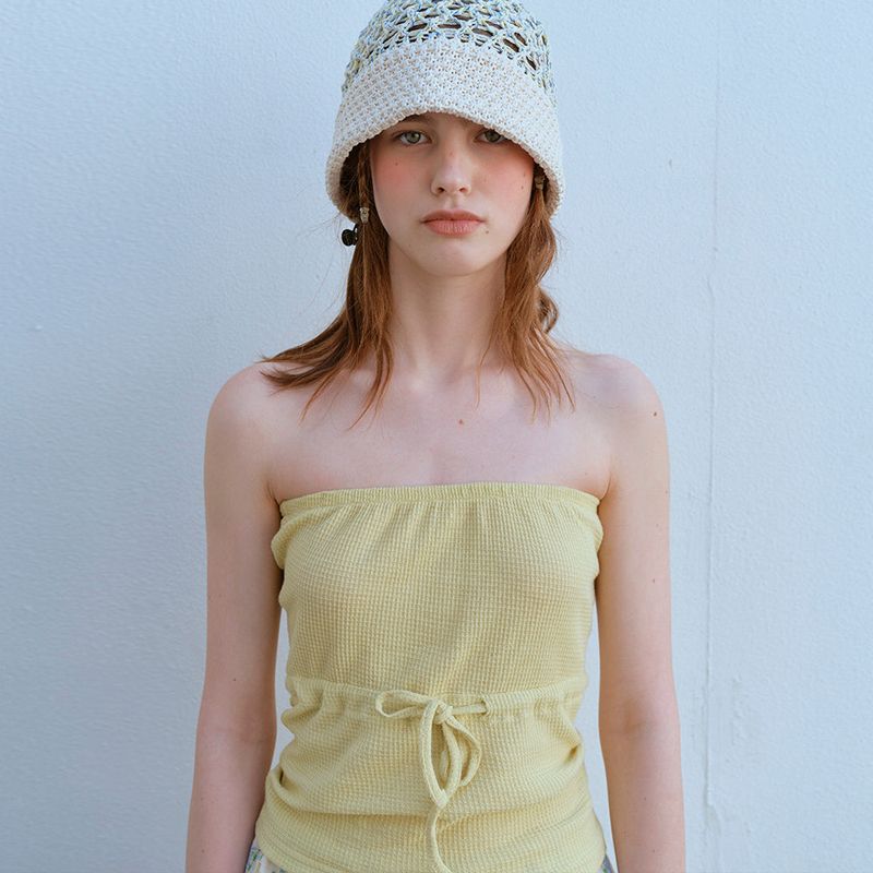  WAFFLE TUBE TOP, YELLOW PEAR