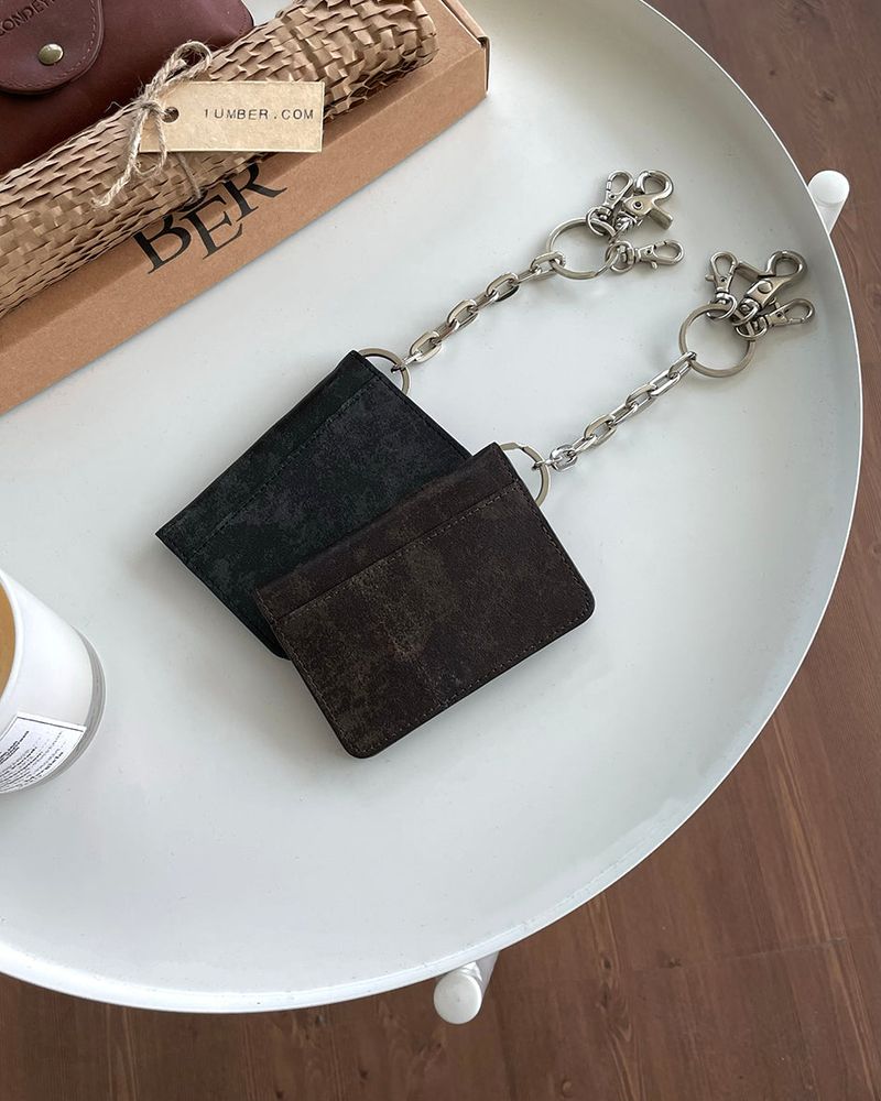 Vintage leather key ring wallet