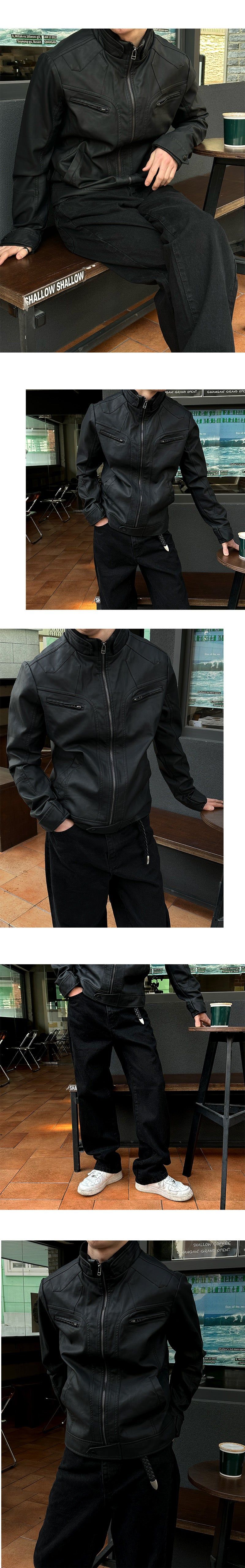 [PROMOTION] Leather zipper biker jacket(2color)