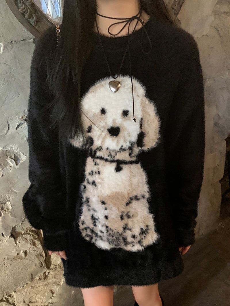 dereborujo(ドレボルゾー)の「Dalmatian Oversized-Fit Angora Long Sleeve Knitwear(Tops)」
