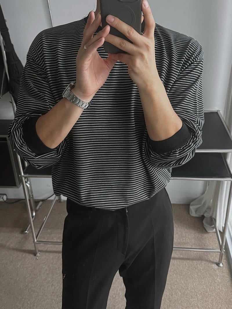 ASCLO Thin Border Slit T Shirt (2color)