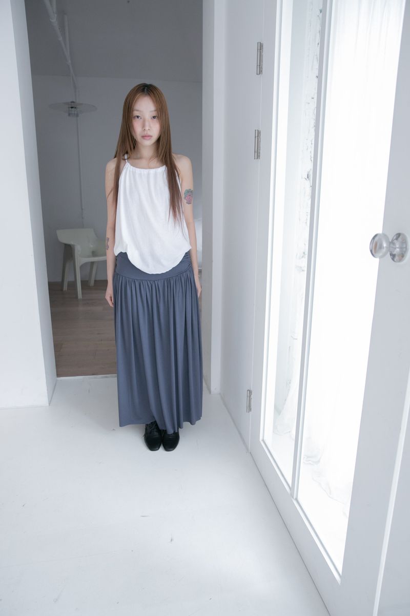 shirring banding long skirt(3colors)