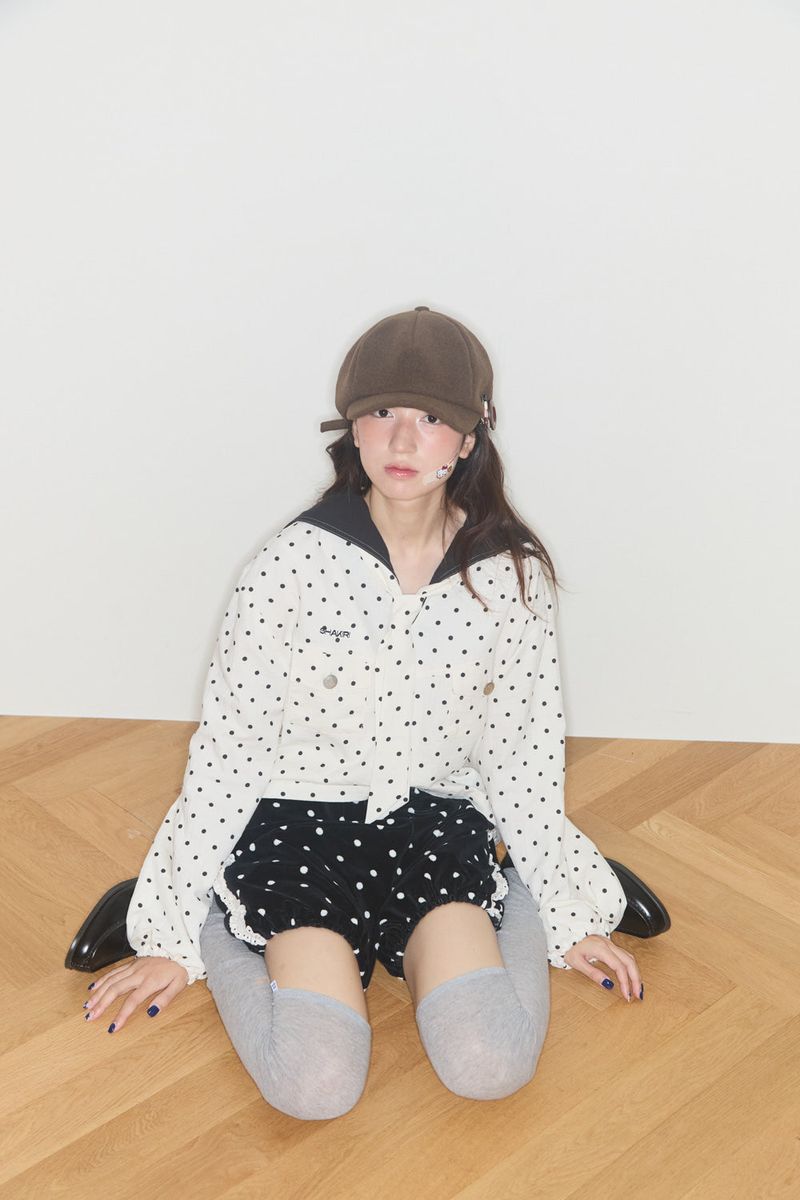POLKA TERRY PUMPKIN PANTS (BLACK)