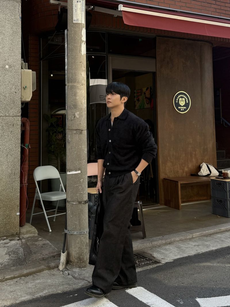Porter herringbone denim slacks