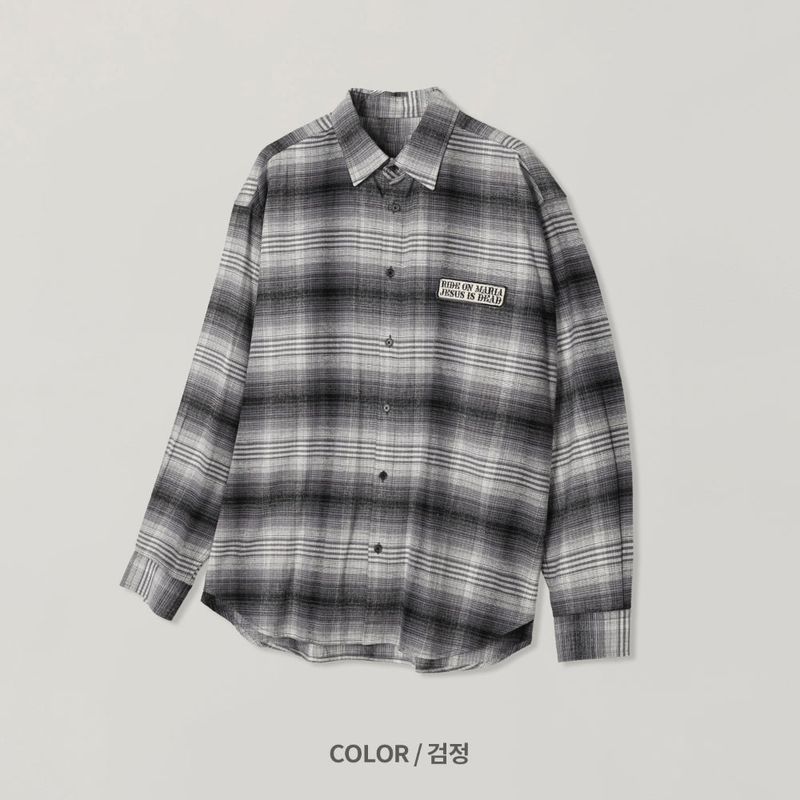 LMN ペトラベルチェックオーバーサイズフィットシャツ (3 colors)